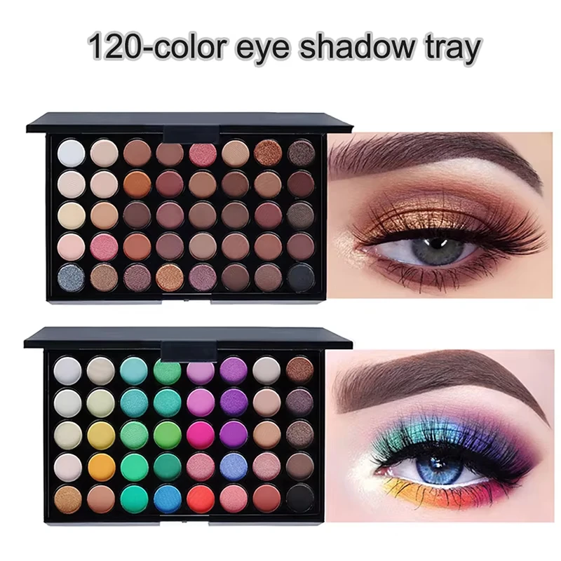 120 Color Eyeshadow Makeup Set Matte and Pearlescent Dual Texture Waterproof Long Lasting and Non Smudged Eye Makeup Tool