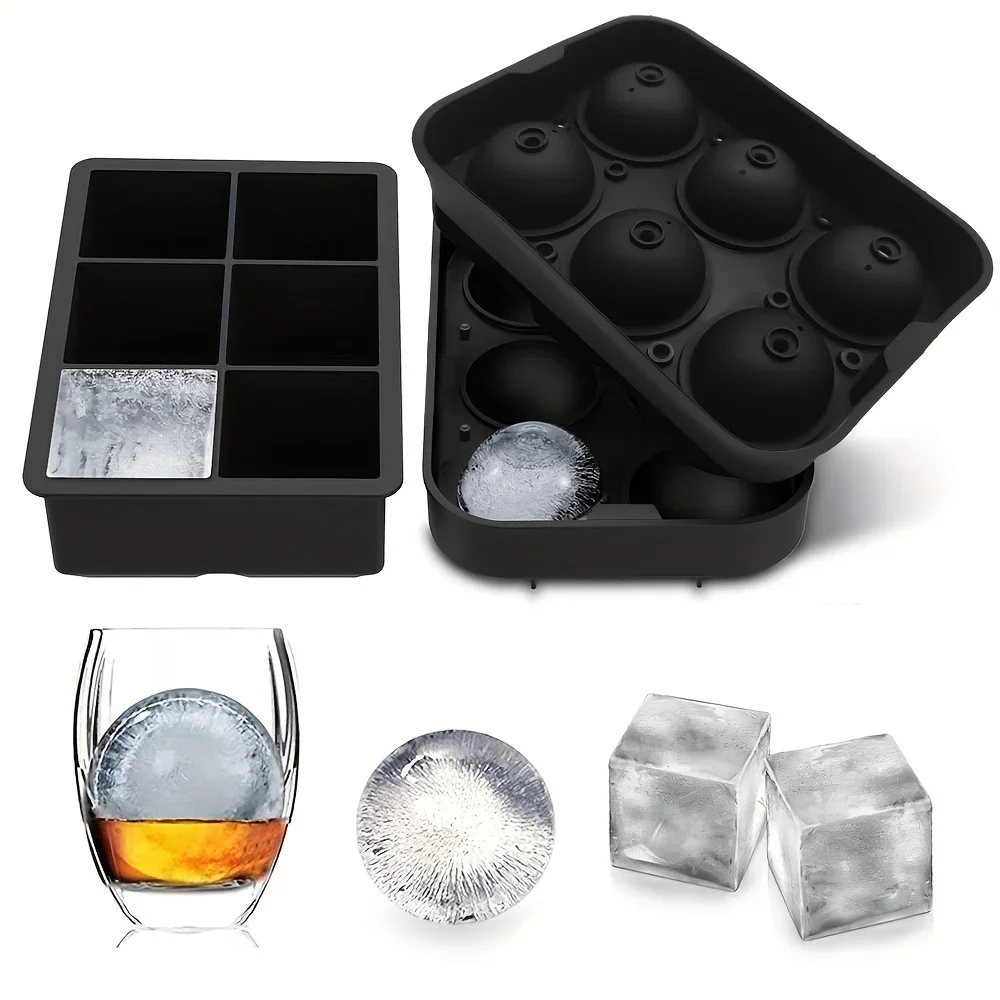 6-Grid Ice Silicone Cube Mold Tray DIY Freeze Ice Maker Creative Ice Cube Mold Barware Tools Perfect for Freezer, Cocktail