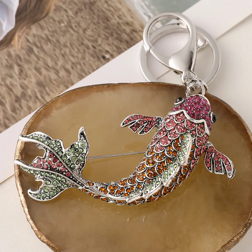 Hot fish Keychain animal Koi carp fish Pendant Keyring for Women Men Car Key Holder Gift