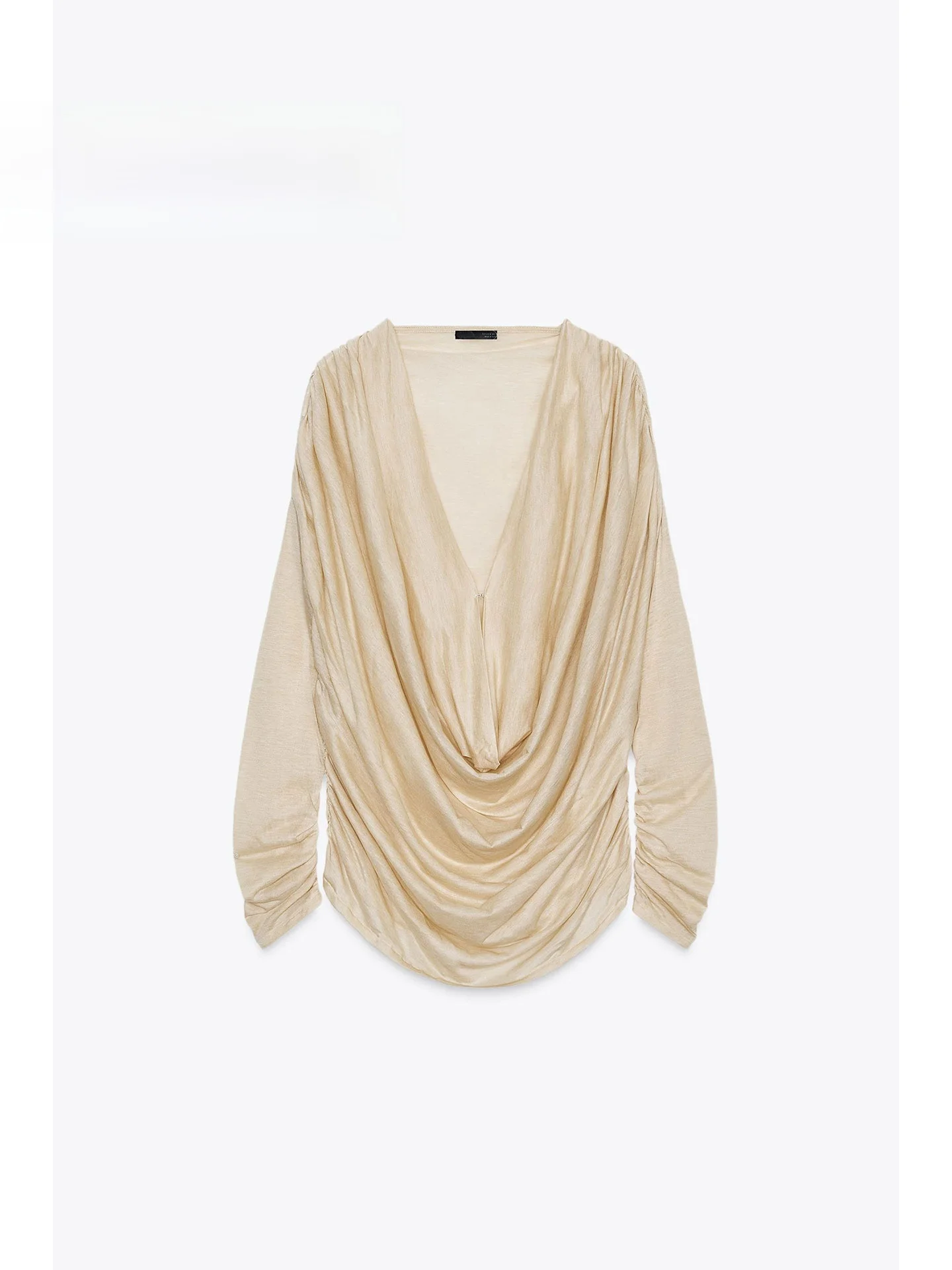 

Женская блузка Ele V-ne Long Sve с драпировкой из тюля, повседневная, свободного кроя, модная новинка для зимы