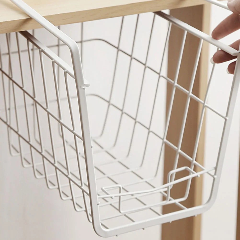 

Kitchen Storage Multi-Function Iron Hanging Basket Durable Breathable White For Bathroom Storage Holder For Bathroom Sink Wall