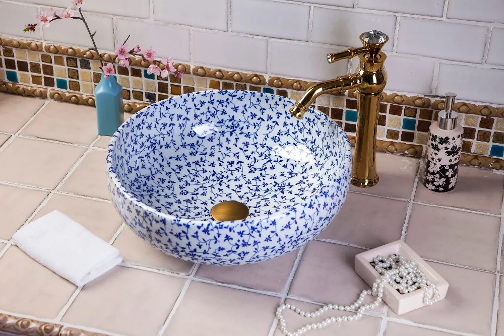 

Oval Best sell China Classic Painting Antique Ceramic Wash Basin porcelain art wash basin bathroom sinks