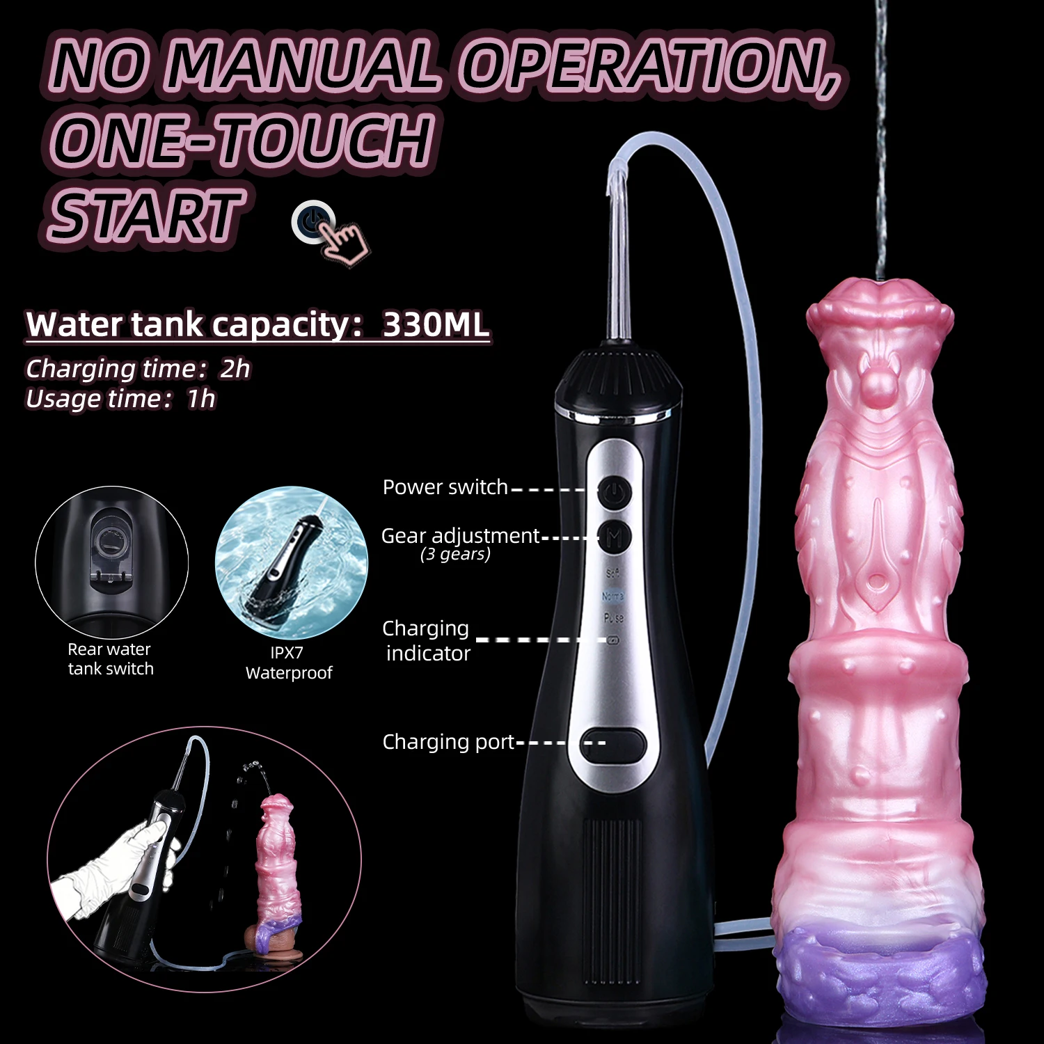 NNSX Rechargeable Portable Squirting Penis Sleeve with Cock Ring Electric Water Spray Dildo Sheath Enlargement Sex Toys for Men