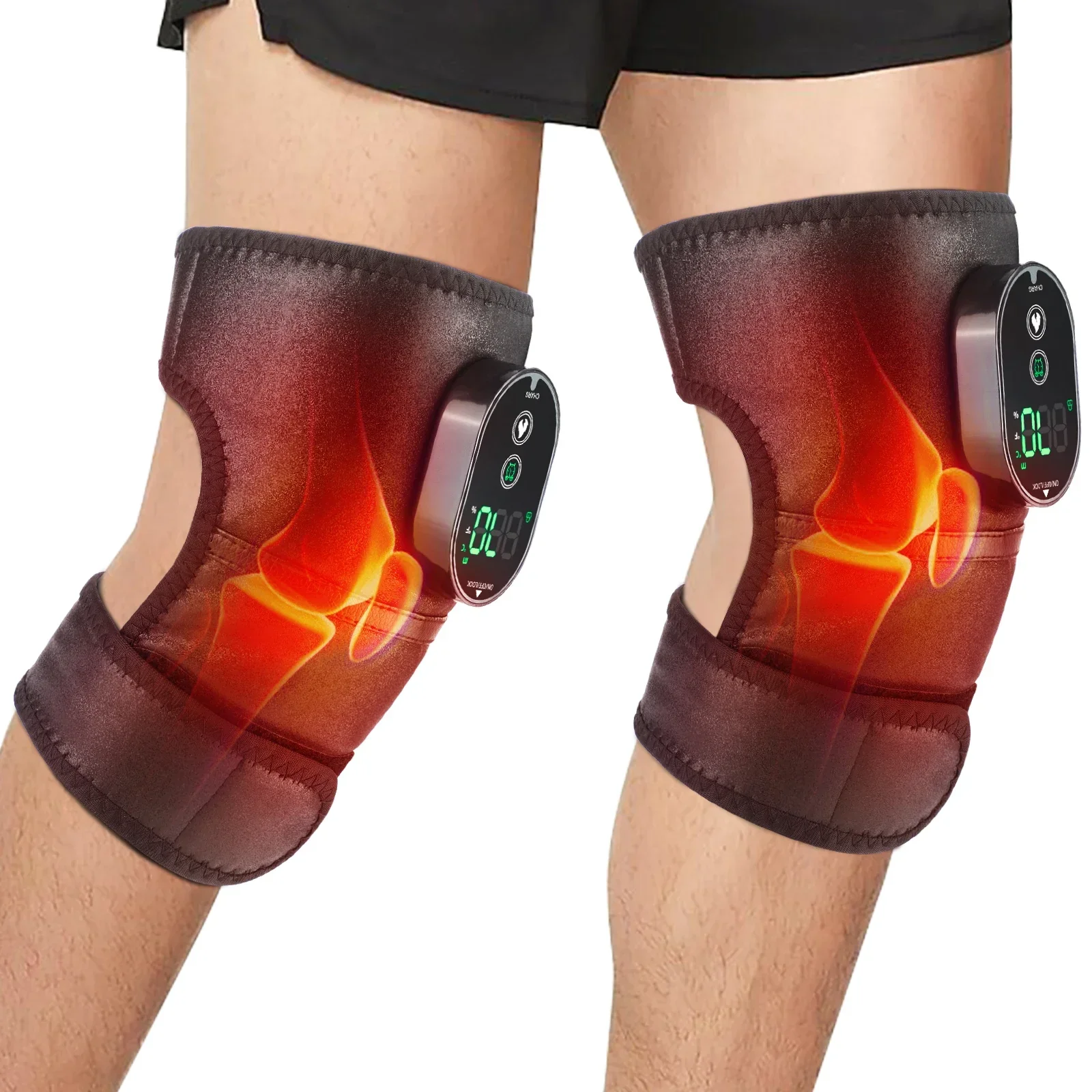 

Electric Heating Knee Massager High Quality Fabric Knee Pads Support Adjustable Heating Knee Brace Belt Leg Shoulder Protector