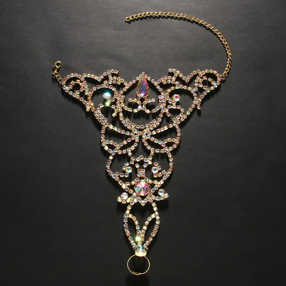 خلخال كريستال ملون للنساء ، مجوهرات بوهو للرقص الشرقي ، سلسلة إسورة قدم رائعة ، حجر الراين المجوف ، حفلة ، قاعة رقص