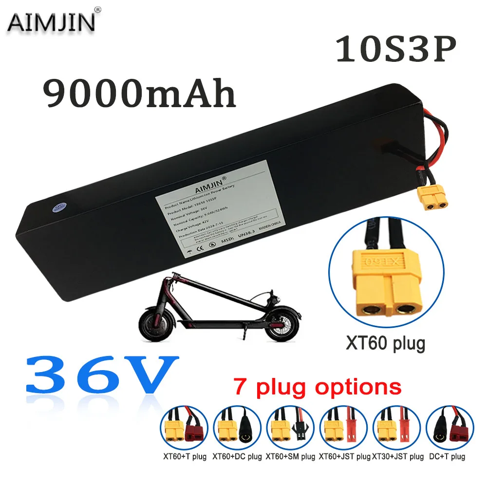 

NEW 36V 9000mAh 18650 BMS Li-ion Battery Pack 10S3P 500W High Power Modified Bicycle Scooter Electric Vehicle with charger