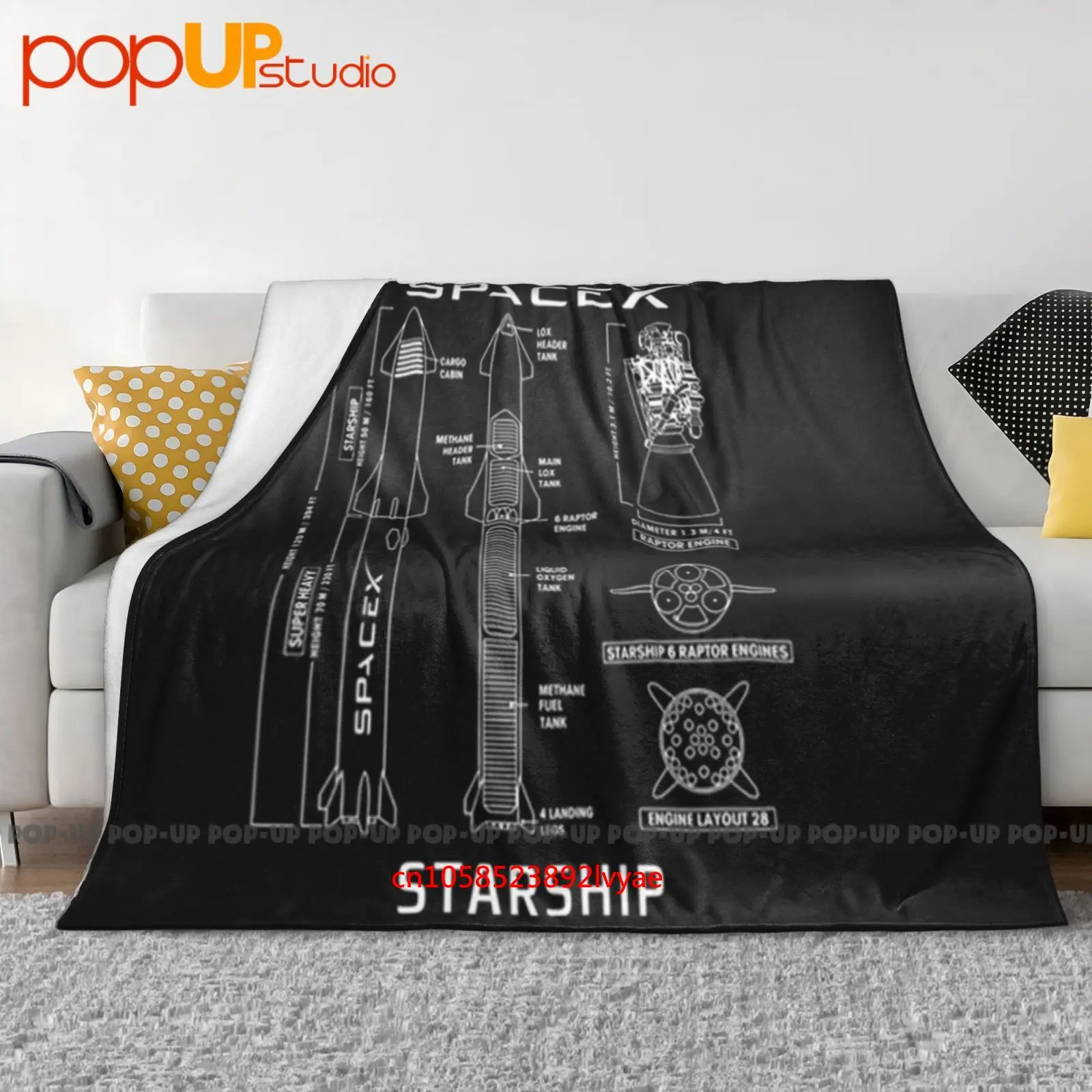 Spacex Starship Blueprint بطانية فائقة النعومة لحاف غطاء أريكة شتوي أغطية السرير