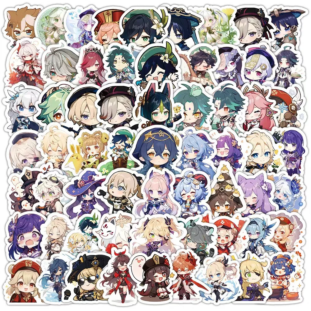 2025 Anime Genshin Impact Q Version Sticker Pack Small Stickers Cartoon Scrapbook Cell Phone Sticker Internet Meme Official Gift