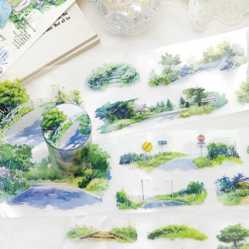 Mr Paper, 4 rolls/bag Greenery Interlocking Seasons Collection Extra Long Recycled Paper Tape Set washi tape stationery