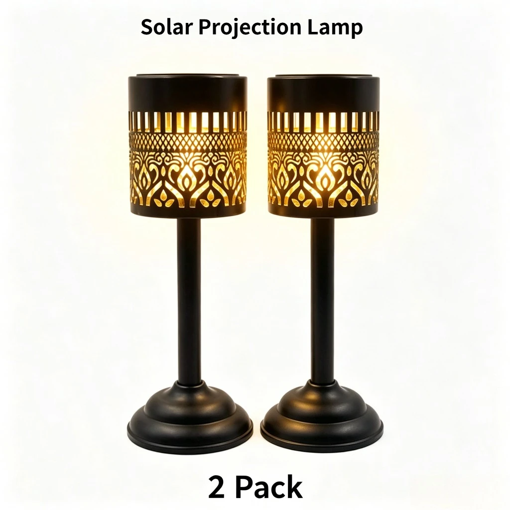 2pack Solar LED Outdoor Garden Lamp, Hollow Projection Table