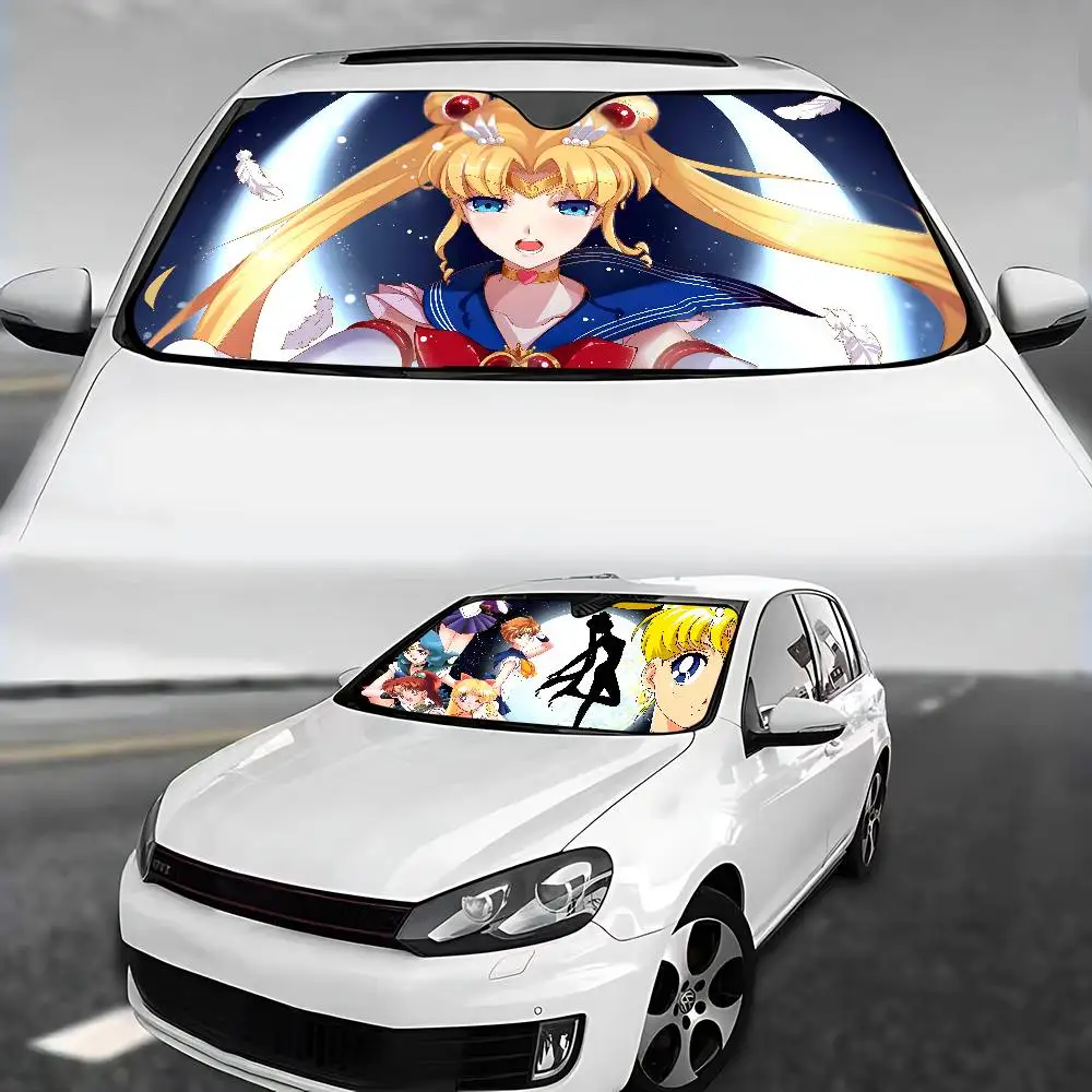 أنيمي S-حار M-القمر سيارة ظلة سيارة ظلة يغطي غطاء الزجاج الأمامي العالمي للطي قناع