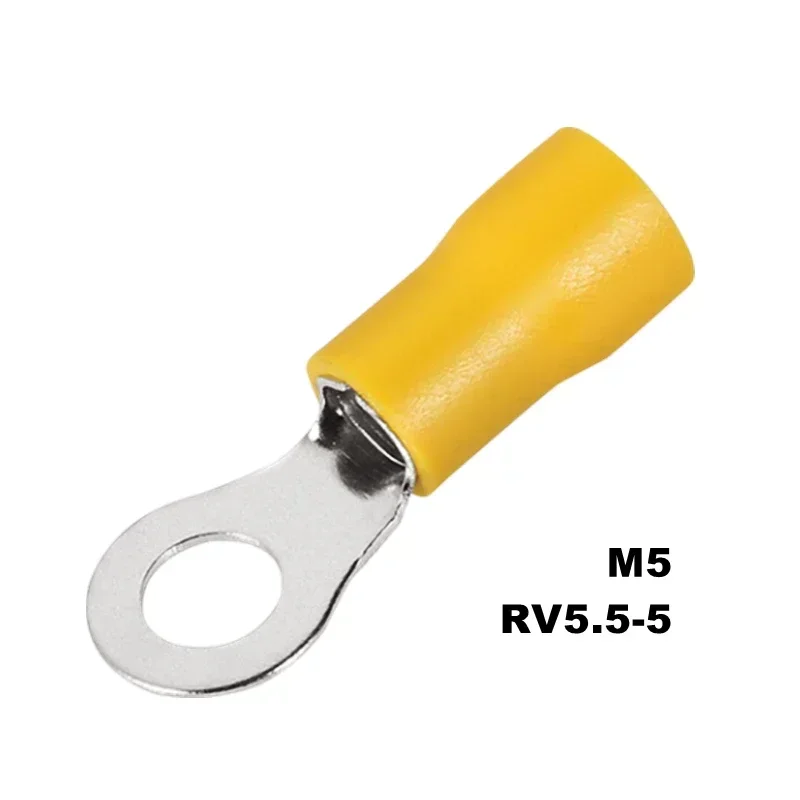 10/50/100 Stück RV5,5 M4M5M6M8 Gelb 12-10AWG Ring Crimp Terminal Isolierte Elektrische Kabel Draht Stecker