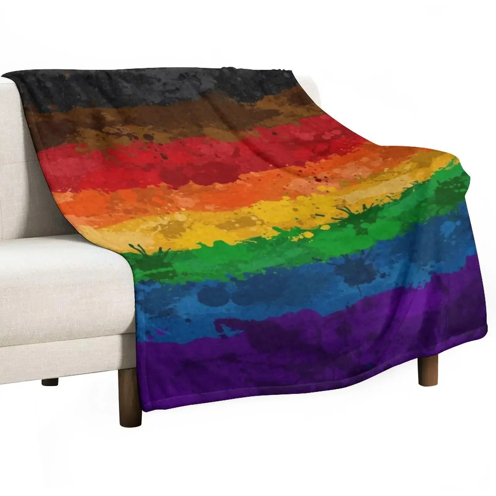 

Abstract Paint Splatter Inclusive Rainbow Pride Flag Pattern Throw Blanket Luxury Decorative Throw Baby Blankets