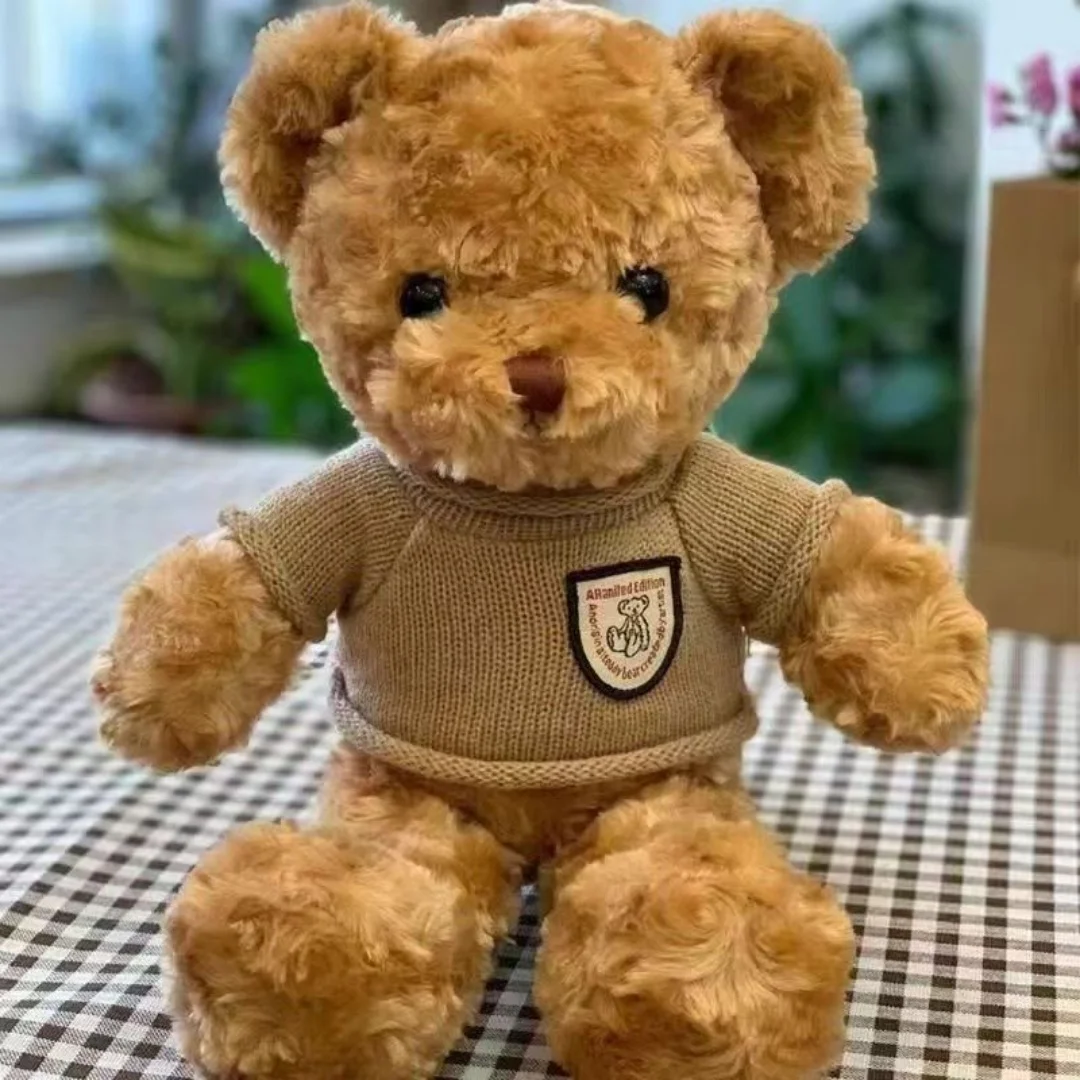 Peluche simpatico orsacchiotto da 30 cm che indossa un maglione Adorabile animale di peluche con morbido maglione orsacchiotto regalo perfetto per i bambini