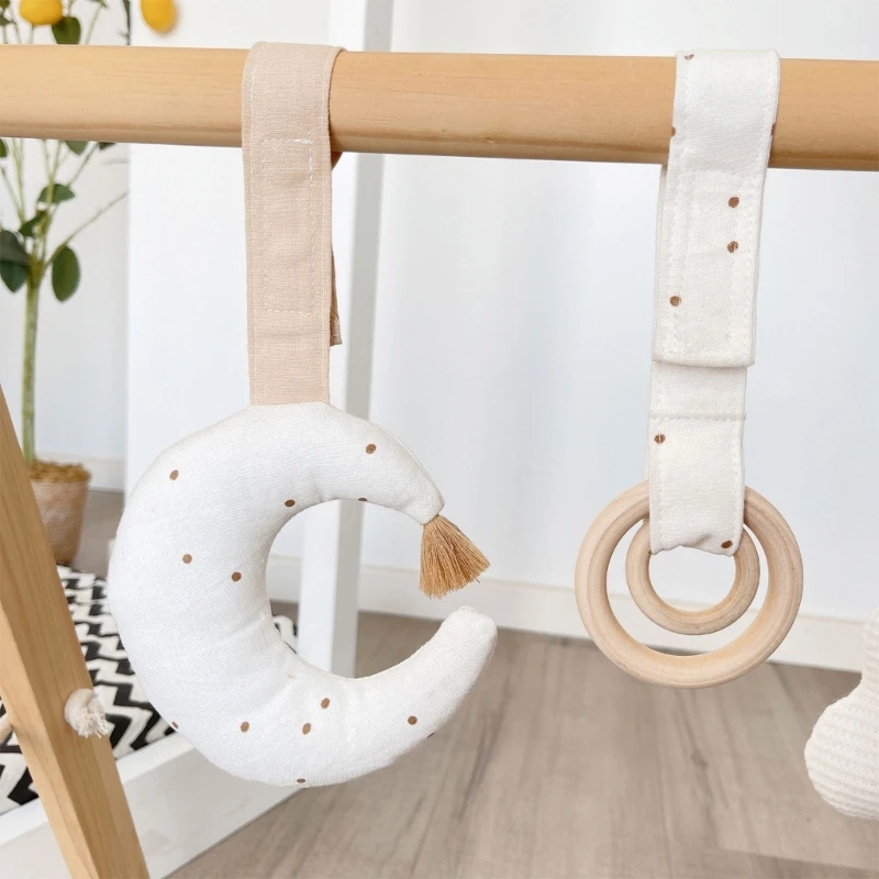 Q0KB – jouet suspendu gymnastique pour bébé, 3 paquets, jouet dentition sensoriel en coton, activité jeu pour bébé,