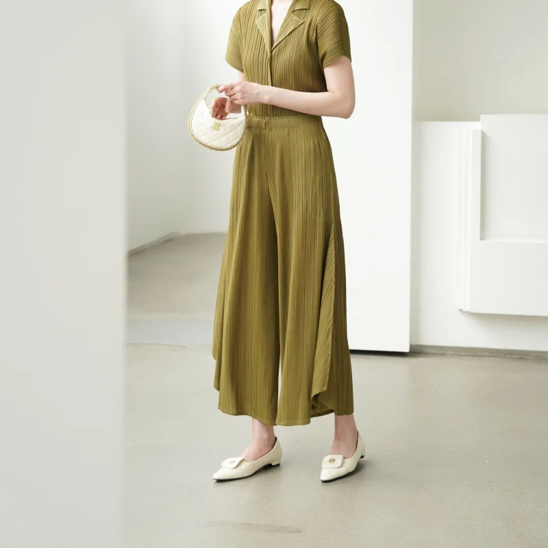 

Качество магазина Miyake Высококачественные складные дизайнерские большие свободные повседневные брюки на осень, весну, лето и три сезона [1054-3542