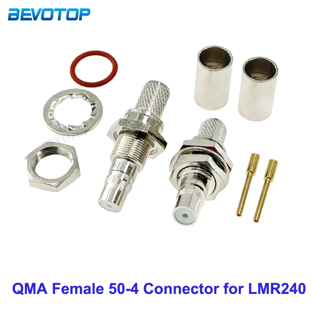 10PCS/Lot LMR-240 QMA Female Jack Bulkhead Wire Crimp Connector 50 Ohm 50-4 QMA Connector for LMR240 RF Coaxial Cable