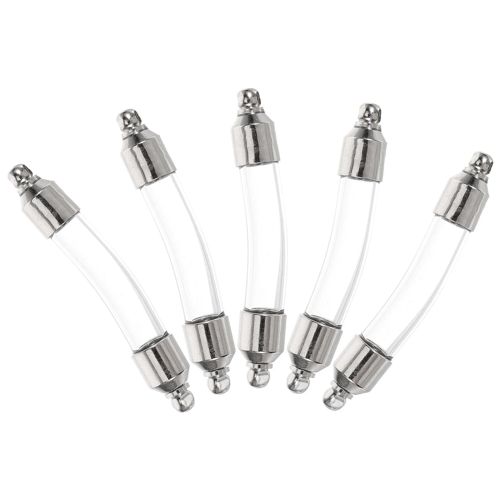 5Pcs Tiny Glass Vials Pendant Wishing Bottles Decorative Storage Containers for Sweet Memories Sand Soil Leaves