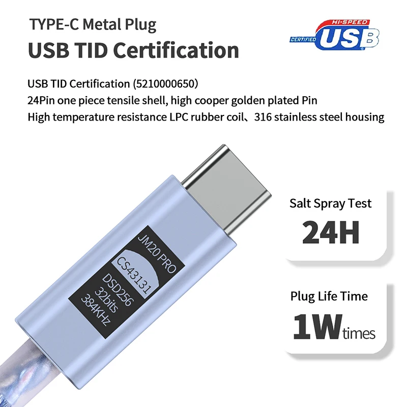 JCALLY JM20PRO Decoder DAC CS43131 ad alte prestazioni Tipo-C Adattatore amplificatore per cuffie Supporto 8 Classe EQ Regolazione audio AMP