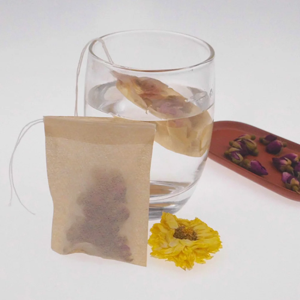 100 Uds bolsas de filtro de té para té suelto colador de especias de malla fina para cocinar infusiones de hierbas bolsa de preparación colador de alimentos de cocina desechable