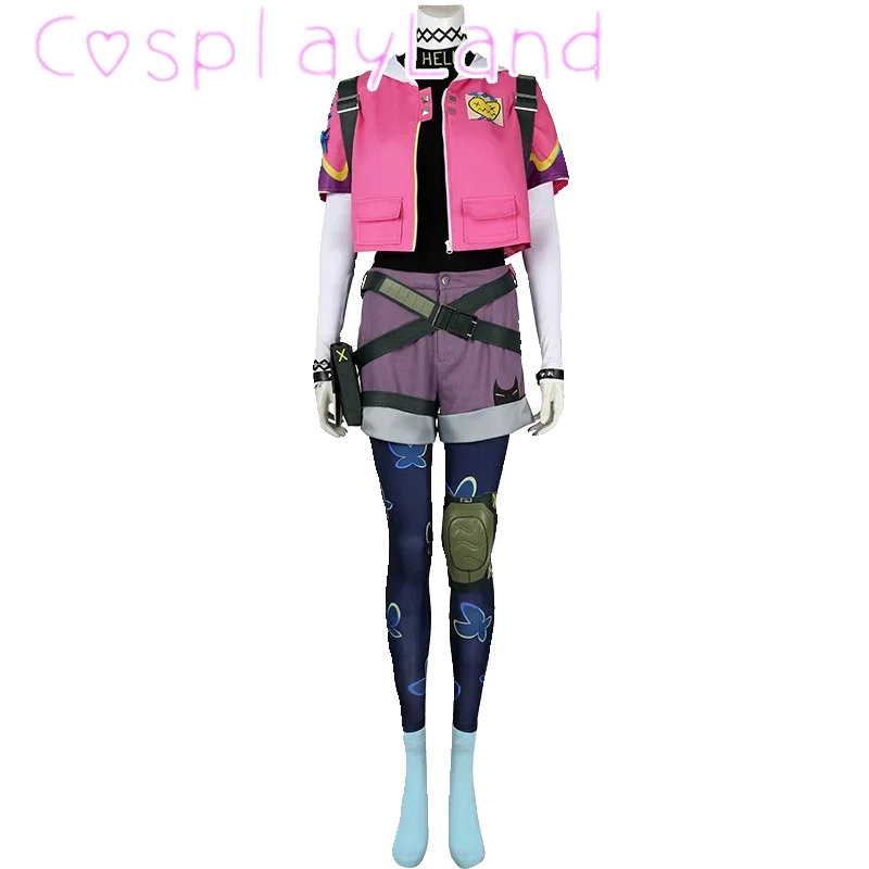 Sn88 valorant chiodi di garofano costume cosplay rosa chiodi di garofano camicia pantaloni vestito Donna Donna vestito da gioco Festa di carnevale di Halloween Comic Con