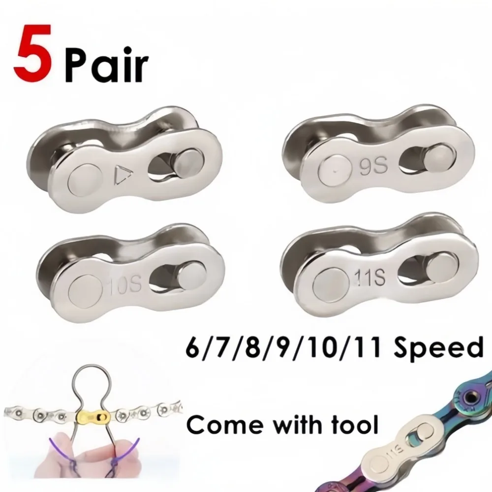 5pair 6/7/8/9/10/11 Speed Bicycle Chain Metal Connector Lock Quick Link Bike Buckle Joint Buckle Master for Cycling Accessories