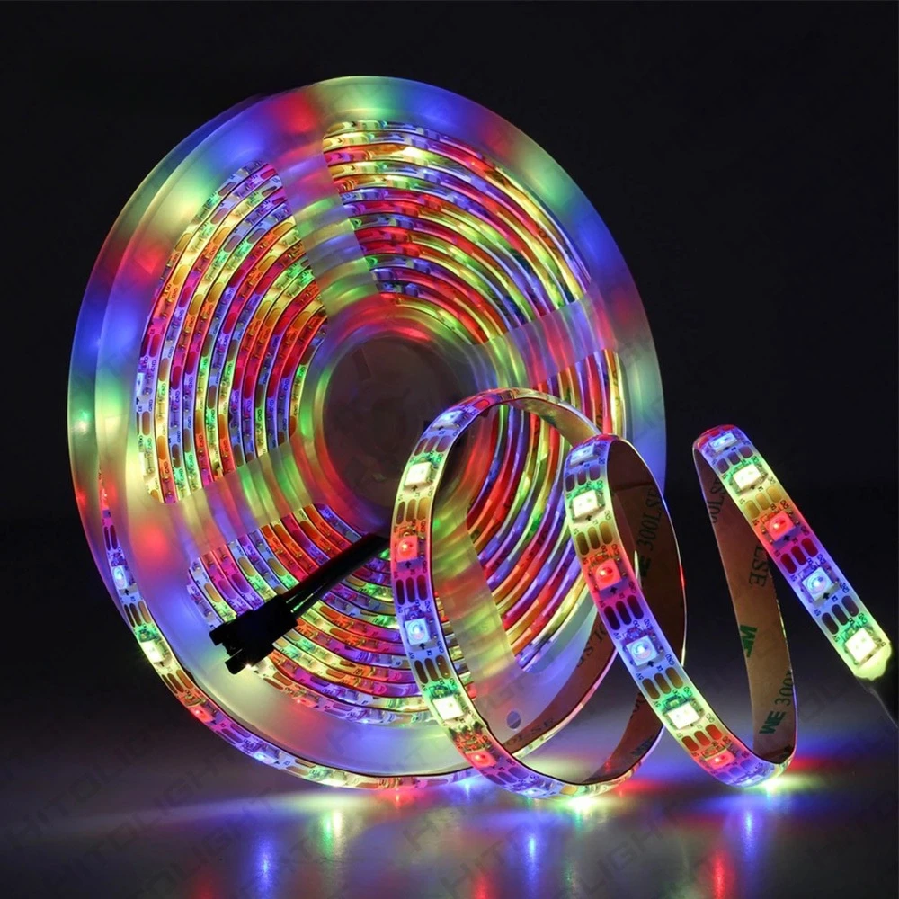 Imagem -06 - Individual Endereçável Inteligente Led Pixel Light Strip Ws2812b ic em Dc5v Sk6812 Rgbw Rgbww ic 30 60 144leds m Metros