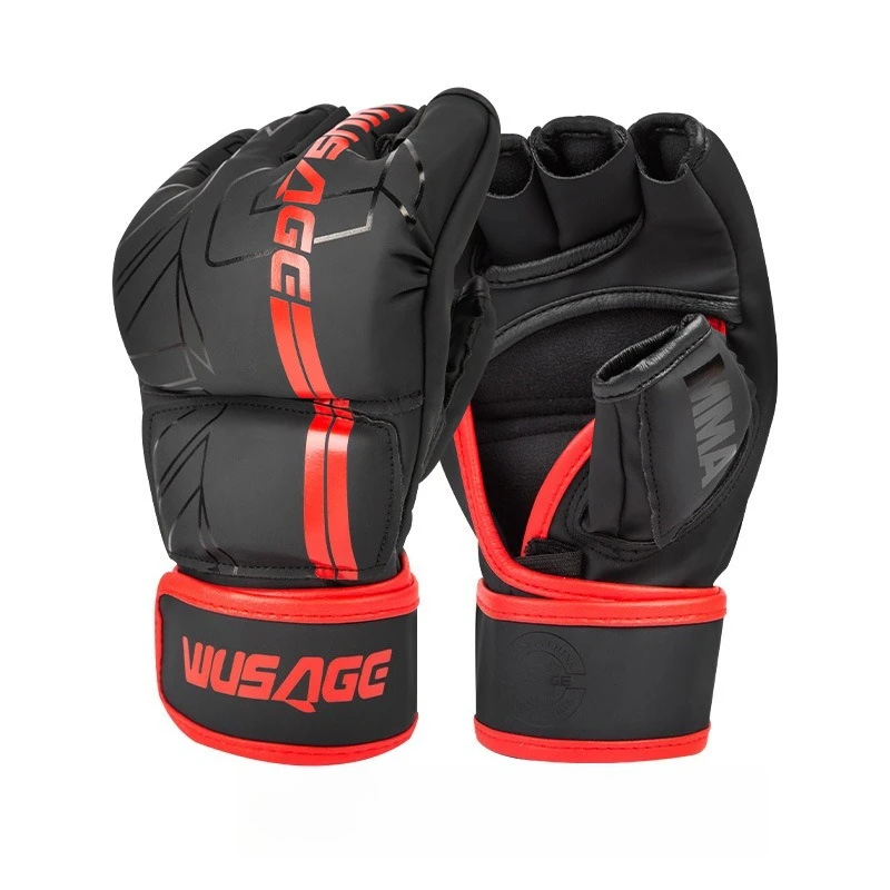 

Breathable PU Leather Adult Half Finger Gloves for Fighting Mixed Martial Arts Sanda Training Boxing Glove for Men and Women