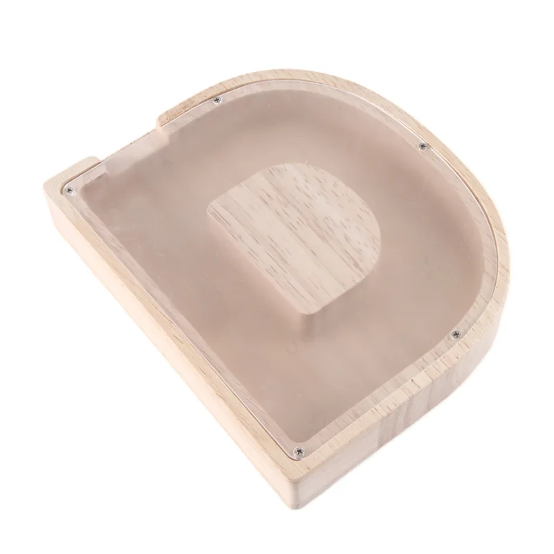 1 Piece Wooden Letter Piggy Bank English Alphabet Savings Jar Clear Glass Coin Saving Jar D