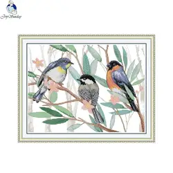Joy Sunday DIY 11CT 14CT 16CT Cross Stitch Embroidery Kits Craft Needlework Set Three Little Birds Printed Canvas Home Decor