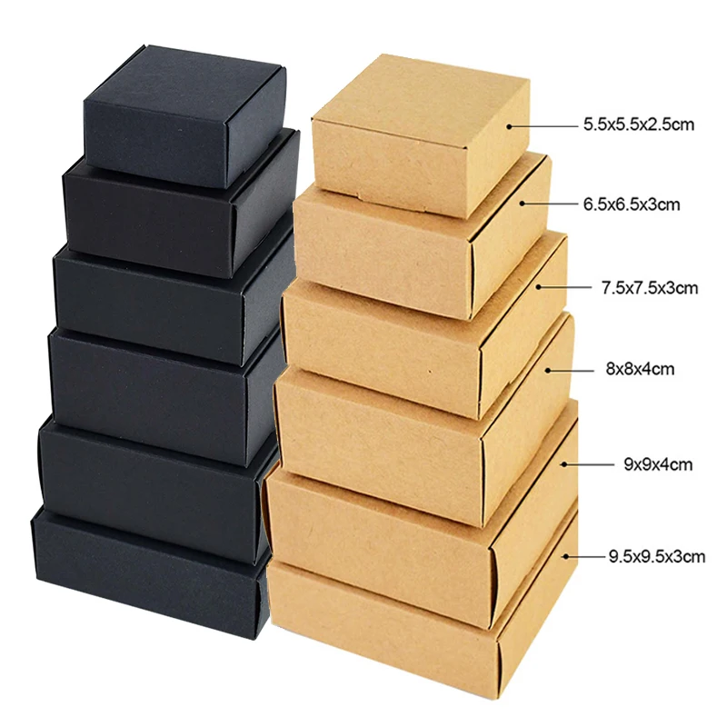 Cajas de regalo de papel Kraft, embalaje de cartón Bo para Navidad, cumpleaños, regalos de boda, paquete de envoltura para negocios pequeños, 6 uds.