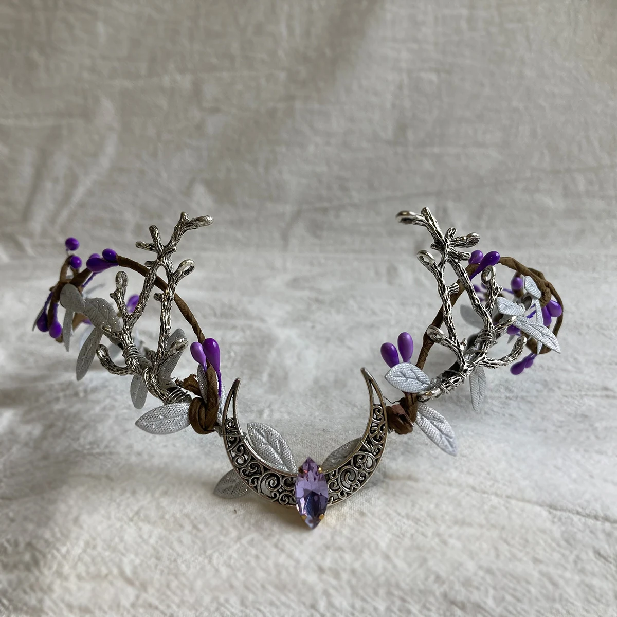 Fairy Crown Elven Purple Elf Headpiece Flower Girl Crown Fairy Costume Circlet Boho Wedding  Woodland Tiara Bridal Headband