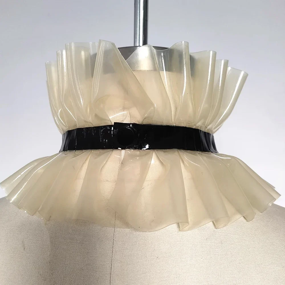 Горячее колье из натурального латекса, милое колье в стиле Лолиты с рюшами и бантом, металлический круг, воротник горничной, Сисси, косплей, комод, униформа, аксессуары