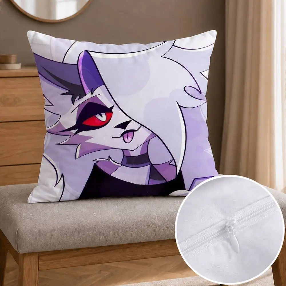 H-Helluva Boss Loona  Double-sided Printed Square Decorative Cushion Cover for Sofa Living Room Home Decor