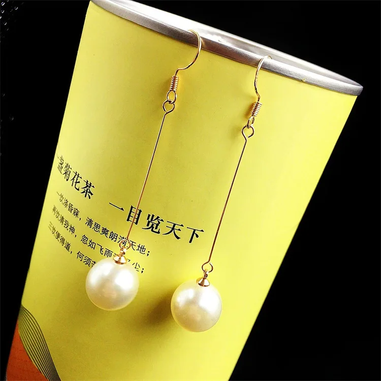 GRACE JUN Gold Color Faux Pearl Clip on Earrings No Pierced Luxury Fashion Drop Earrings Party Wedding Fashion Women\'s Earrings