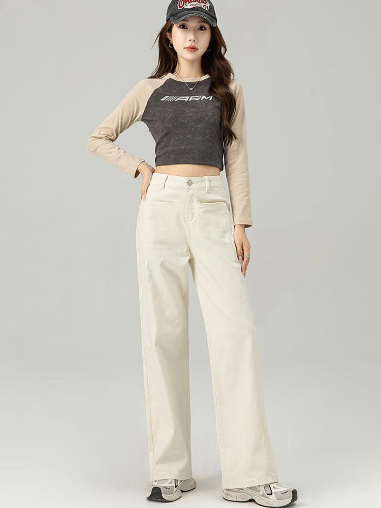 

Fall 2024 Women's Slim Straight Wide Leg Jeans High Waist Long Pants Soft Tailored High Waist Covering Hip Slimming Versatile