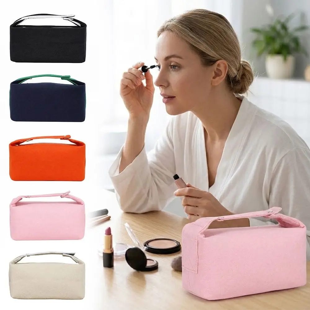 Fashionable Large Capacity Cosmetic Storage Bag Portable Handheld Toiletry Bag Canvas Makeup Organizer Travel image 4