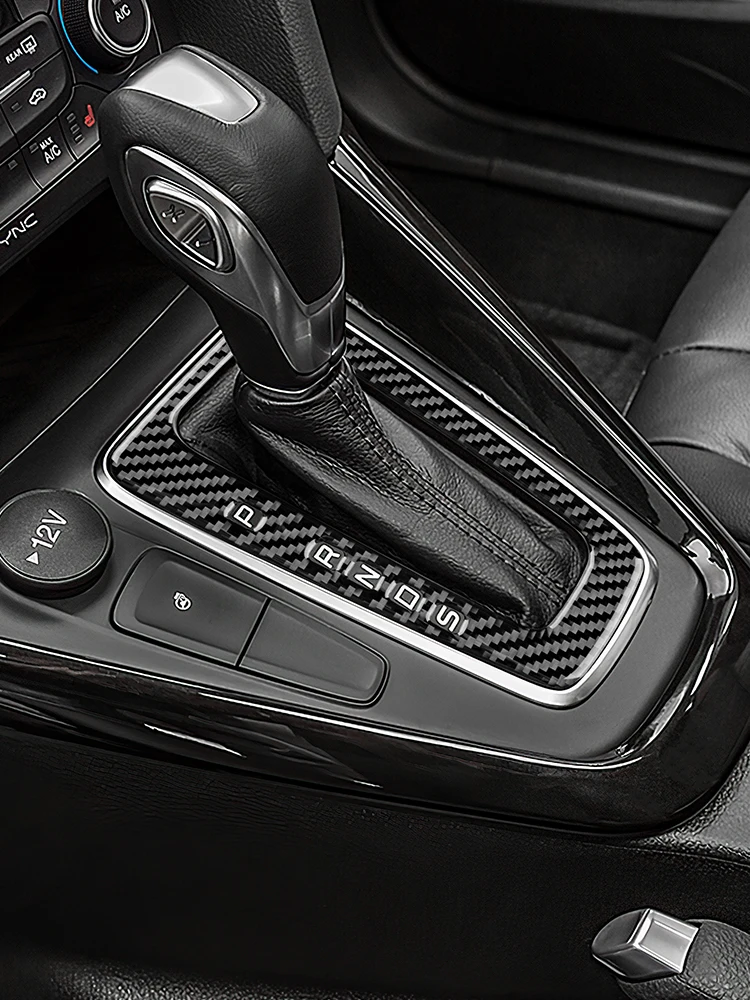 Dla Ford Focus SE 2015 2016 2017 2018 Prawdziwa miękka naklejka z włókna węglowego LHD Samochodowy panel zmiany biegów Akcesoria do wykończenia wnętrza — zdjęcie 2