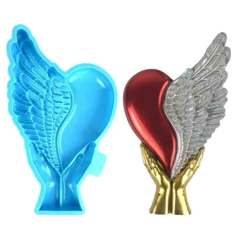 Holding Wing Heart Silicone Molds Resin Epoxy Mold DIY Decoration Mold Table Ornament Making Tool for Making Crafts