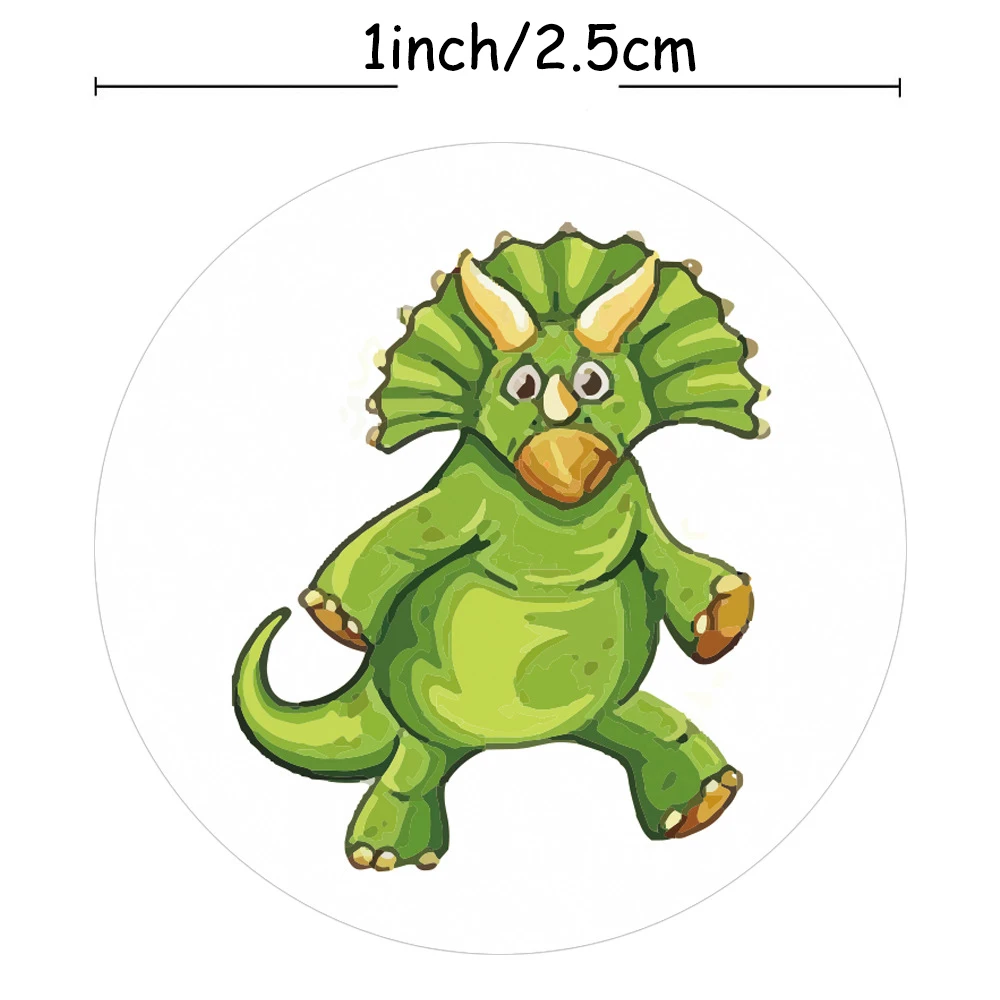500pcs/roll Round Dinosaur Stickers for Kids Teacher Reward Stickers School Supplies Animal Incentive Sticker for Home