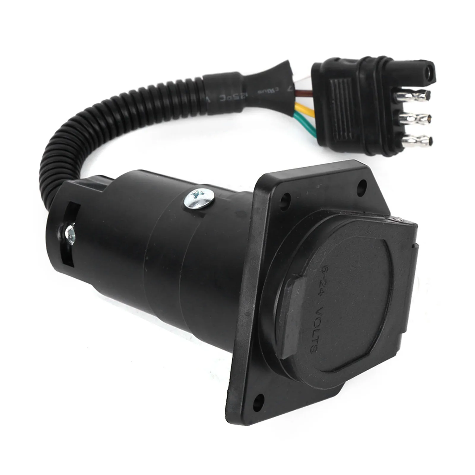 

Trailer Plug, Trailer Adapter Plug Plastic Metal, 4-To-7 Pin 6-24V With Bracket For Trailer Semi-Trailer RV, Pure Copper Core