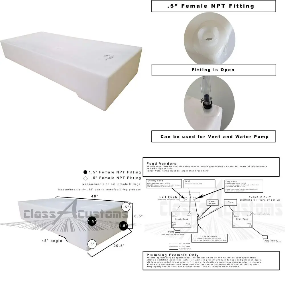 30-галлонные резервуары для свежей и серой воды для автофургонов — крепление на конце UM-3000 класса A