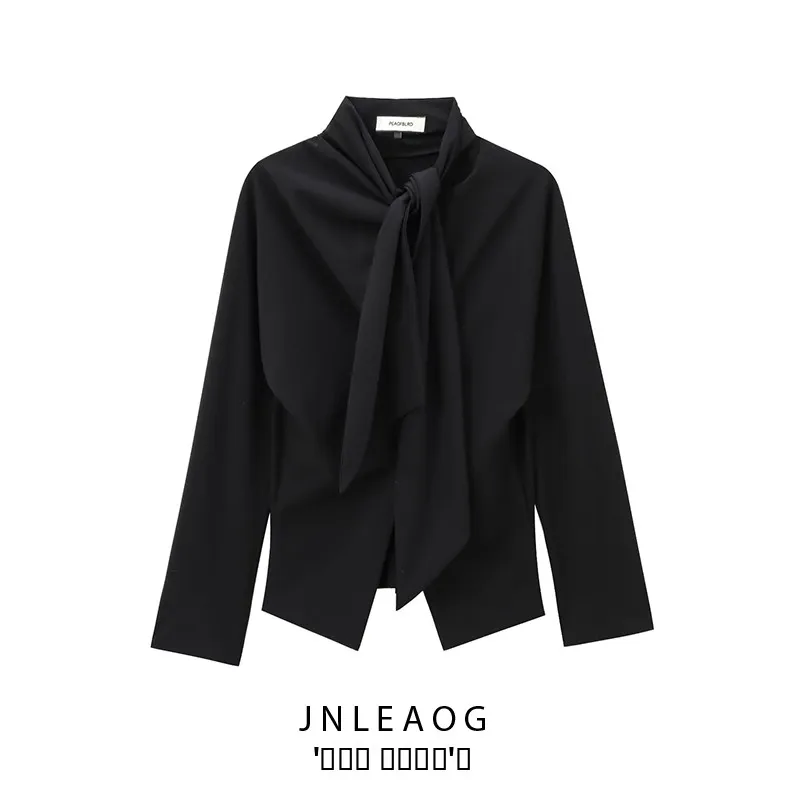 

JNLEAOG Женская осенняя новинка Sle Design Knot Embellied Silk Long Sve Street Sle из полиэстера, устойчивого волокна...