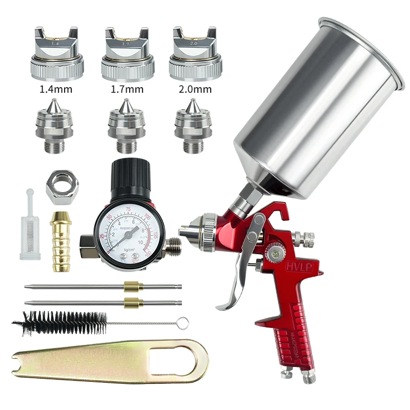 

Professional HVLP Spray Gun 1.4mm 1.7mm 2.0mm Nozzle Gravity Airbrush DIY Spray Kit For Car Painting