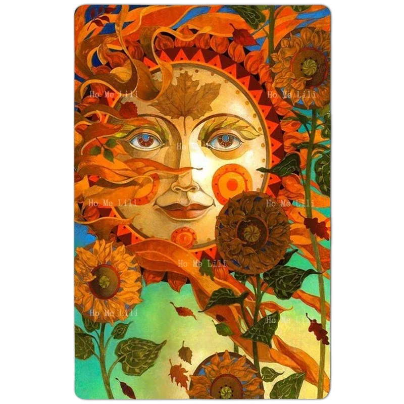 Autumn Sun And Sunflowers Tarot Star Goddess Of Hope Mythological Art Silent Universe Illusions Flannel Floor Rugs By Ho Me Lili