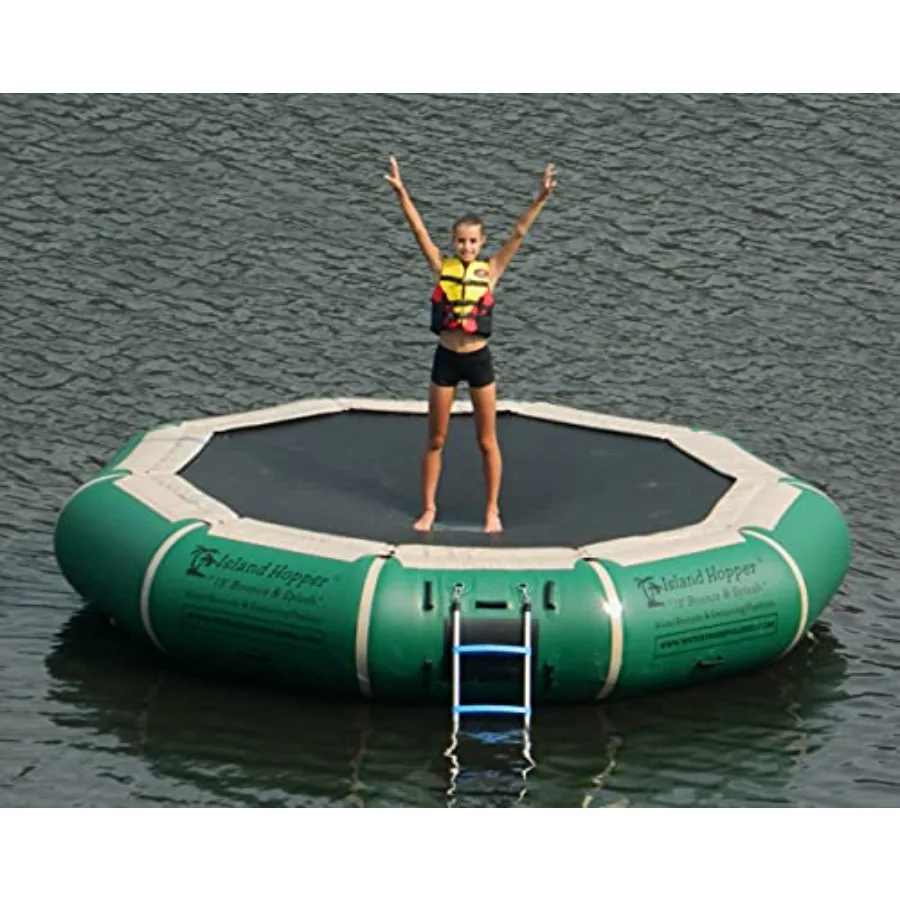 

Надувной батут-аквапарк 13' Bounce N Splash с мягкой обивкой, натуральный зеленый, прочный, без пружин, с пенопластовой подкладкой W