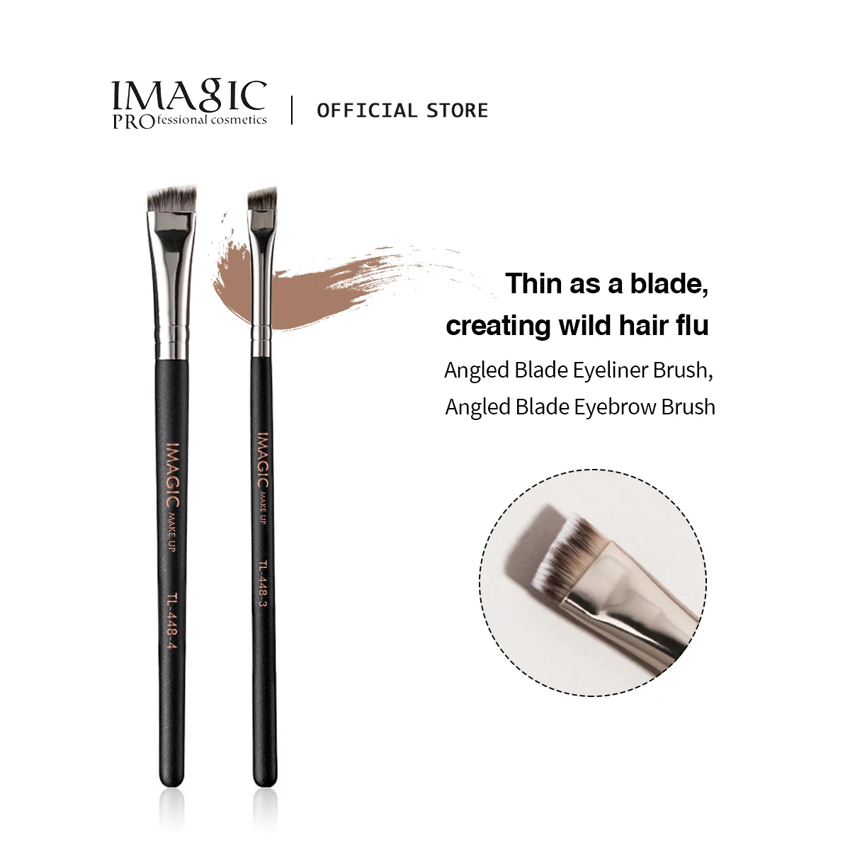 IMAGIC Eyeliner Brush Thin Fine Liner Inclined Flat Angled Eyebrow Lipline Application Brush Professional Single Makeup Tools