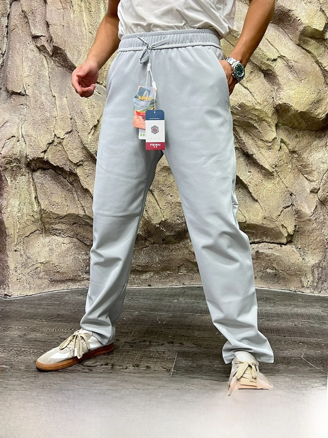 Black Tech Outdoor Men's Casual Pants Straight Leg Elastic Comfortable Autumn Fashionable Youth Nylon Spandex Blend
