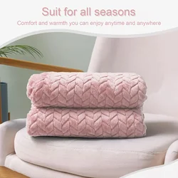 Winter Blanket Children's Home Fluffy Bed Blanket Adult Warm Blanket Solid Colour Striped Bedspread Flannel Wool Sofa Blanket