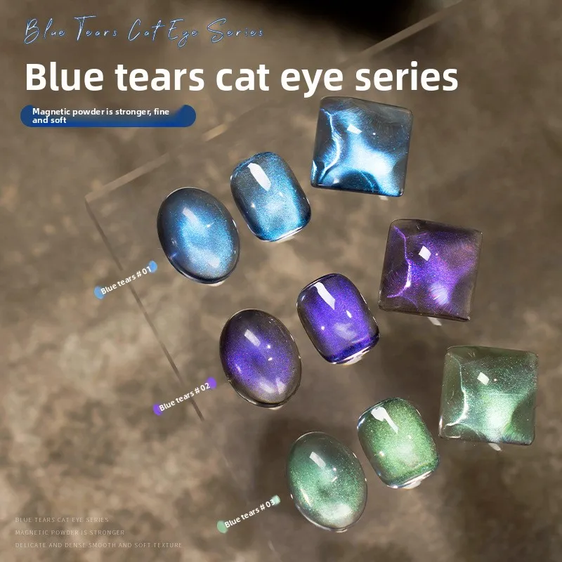 Blue Tears Cat Eye Series, 3 Colors 1pc/10ml Unique Blue Color And Magnetic Powder, Gives A Dreamy, Romantic Feeling